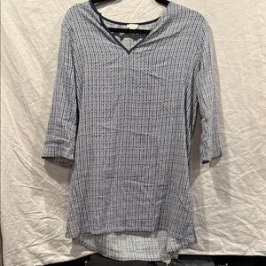 J. Crew Navy and White Patterned Tunic